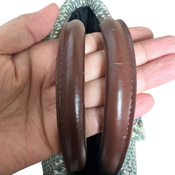 Anthropologie Green 100% Wool Knit Tote Satchel Bag Shopper Tote - Picture 6 of 11